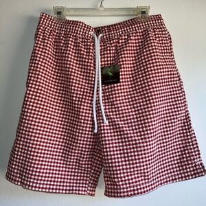 Tailorbyrd swim trunks - medium NWOT red/white gingham
